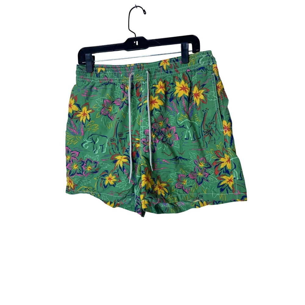 Polo Ralph Lauren Shorts Mens Large Green Tropical Dinosaur Print Swim Trunks
